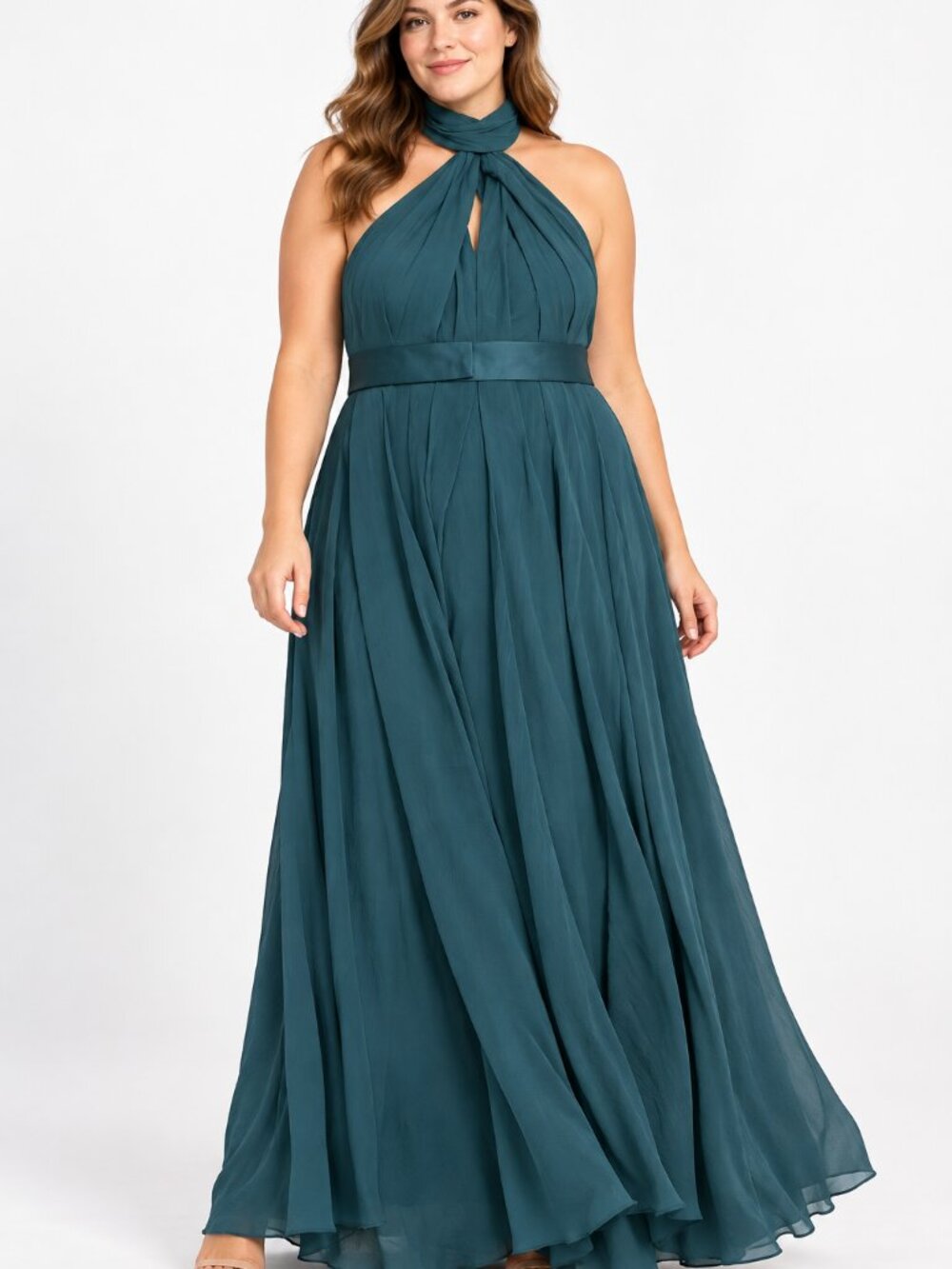 White by Vera Wang Teal Halter Maxi Dress Size 20